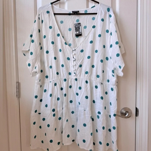 NWT Torrid Rayon Slub Tiered Buttoned-Front Top Polka Dot size 3X - Picture 5 of 11